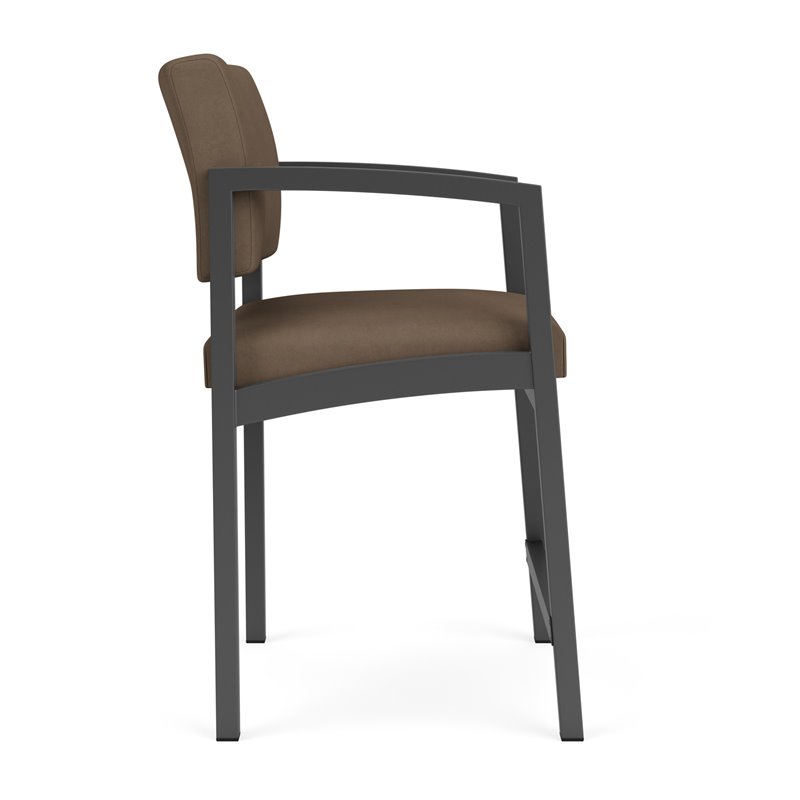 Lenox Steel Reception Waiting Room Healthcare Hip Chair / Charcoal Steel / Brown