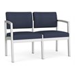 Lenox Steel Reception Waiting Room Healthcare Loveseat / Silver Steel / Blue