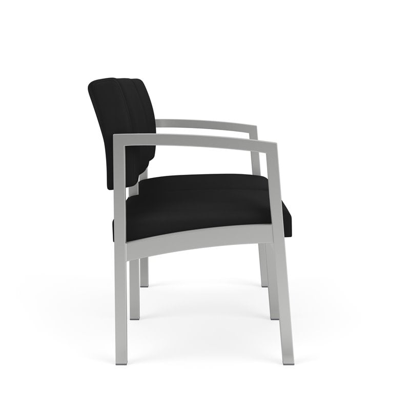 Lenox Steel Reception Waiting Room Healthcare Loveseat / Silver Steel / Black