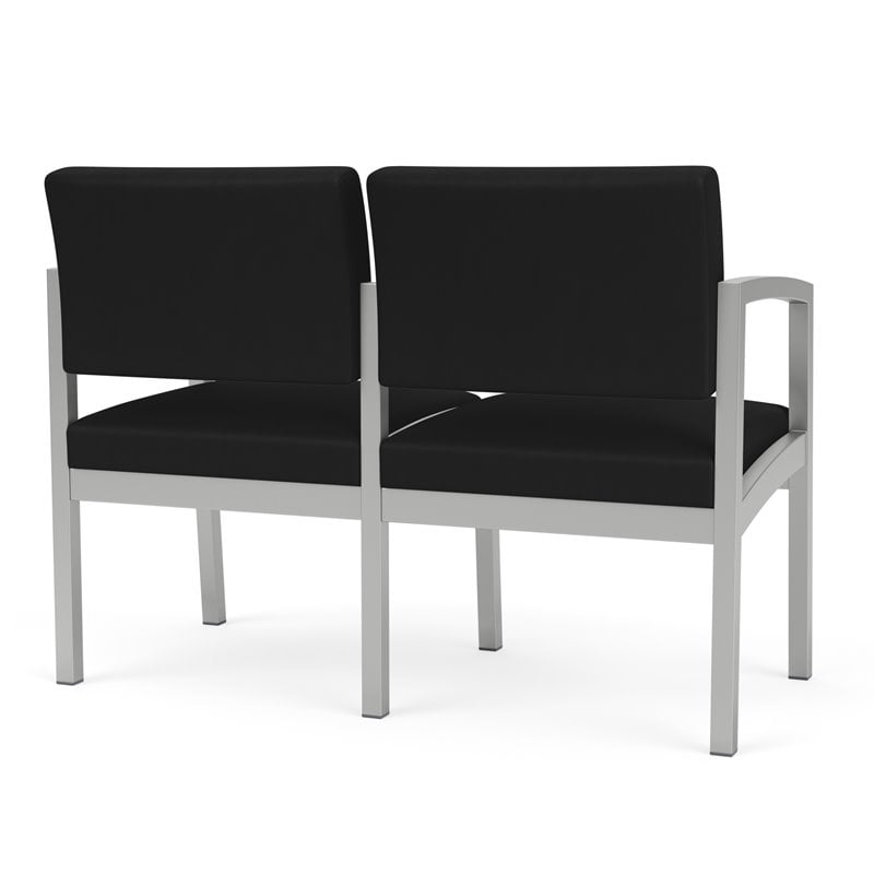 Lenox Steel Reception Waiting Room Healthcare Loveseat / Silver Steel / Black