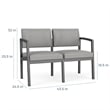 Lenox Steel Reception Waiting Room Healthcare Loveseat / Silver Steel / Black