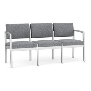 lesro lenox steel modern fabric 3-seat sofa in silver/adler gray flannel