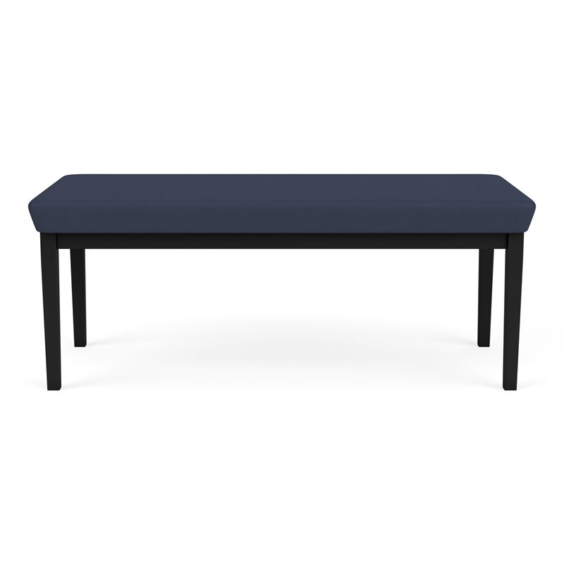 Lenox Steel Reception Waiting Room Healthcare 2-Seat Bench / Black Steel / Blue