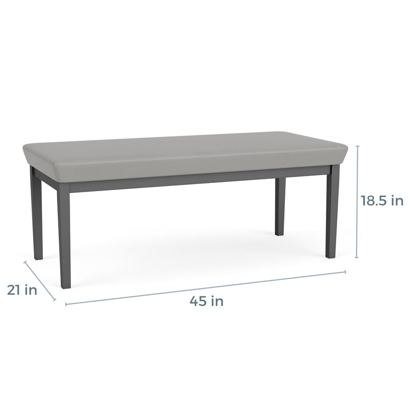 Lenox Steel Reception Waiting Room Healthcare 2-Seat Bench / Black Steel / Blue