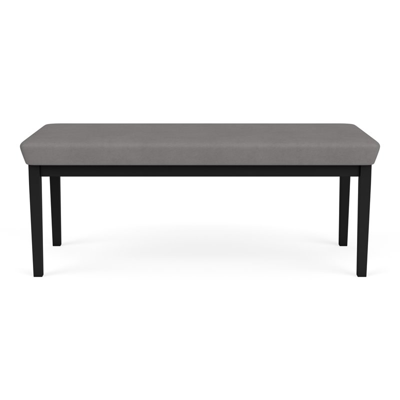 Lenox Steel Reception Waiting Room 2-Seat Bench / Black Steel / Light Gray