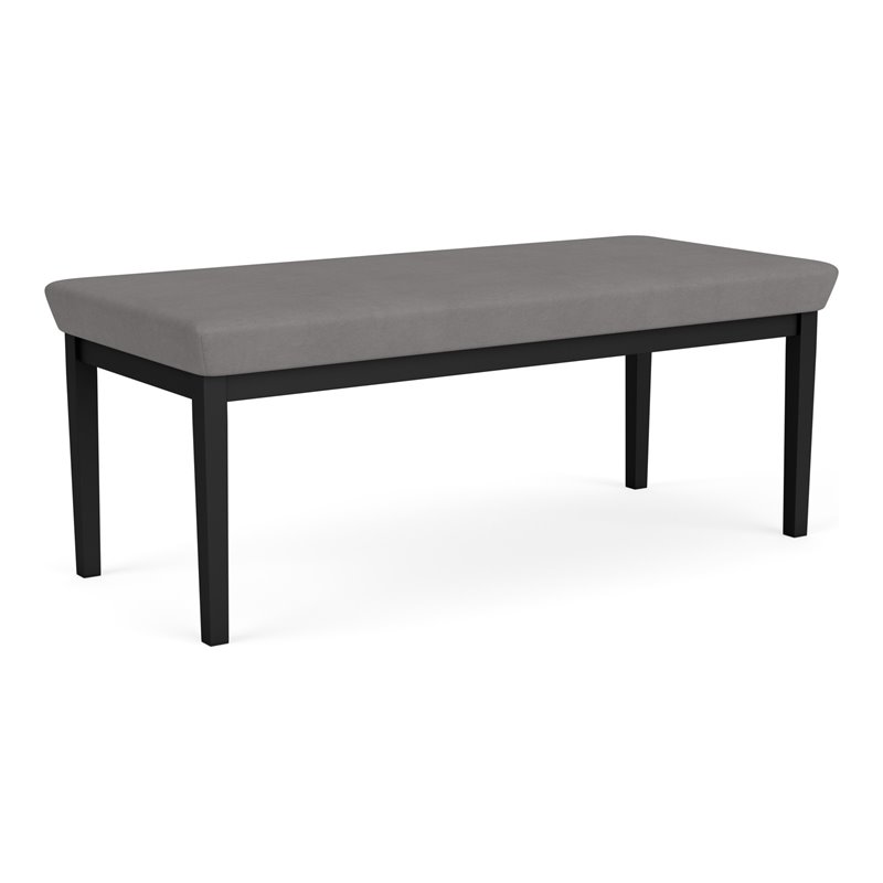 Lenox Steel Reception Waiting Room 2-Seat Bench / Black Steel / Light Gray