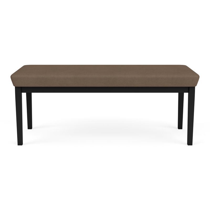 Lenox Steel Reception Waiting Room Healthcare 2-Seat Bench / Black Steel / Brown