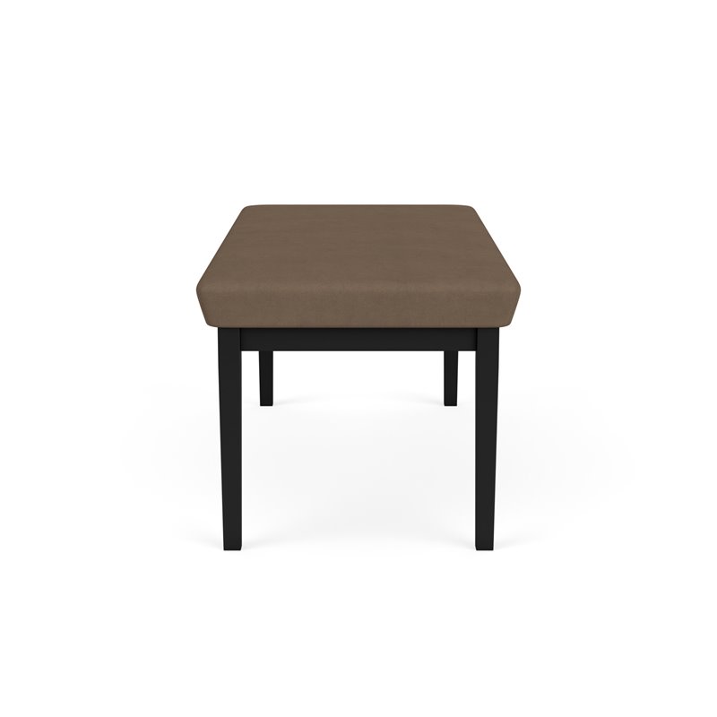 Lenox Steel Reception Waiting Room Healthcare 2-Seat Bench / Black Steel / Brown