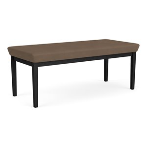 Lenox Steel Reception Waiting Room Healthcare 2-Seat Bench / Black Steel / Brown