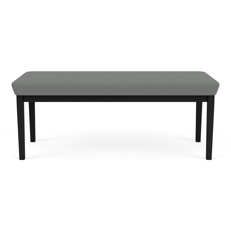 Lenox Steel Reception Waiting Room 2-Seat Bench / Black Steel / Light Gray