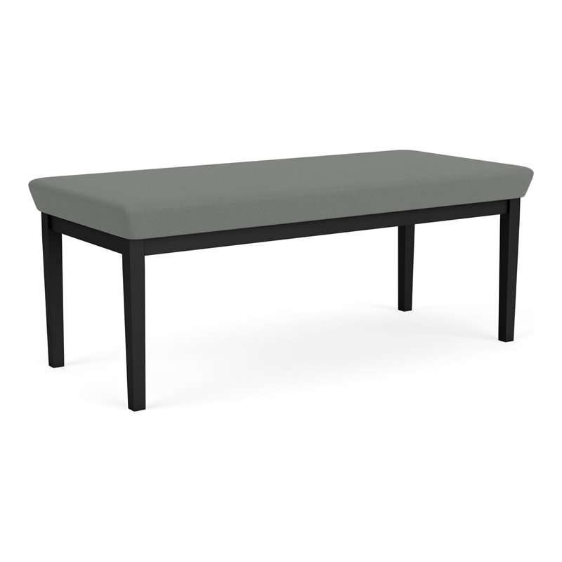 Lenox Steel Reception Waiting Room 2-Seat Bench / Black Steel / Light Gray