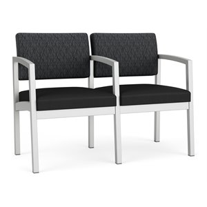 lenox steel 2 seats with center arm in silver frame finish