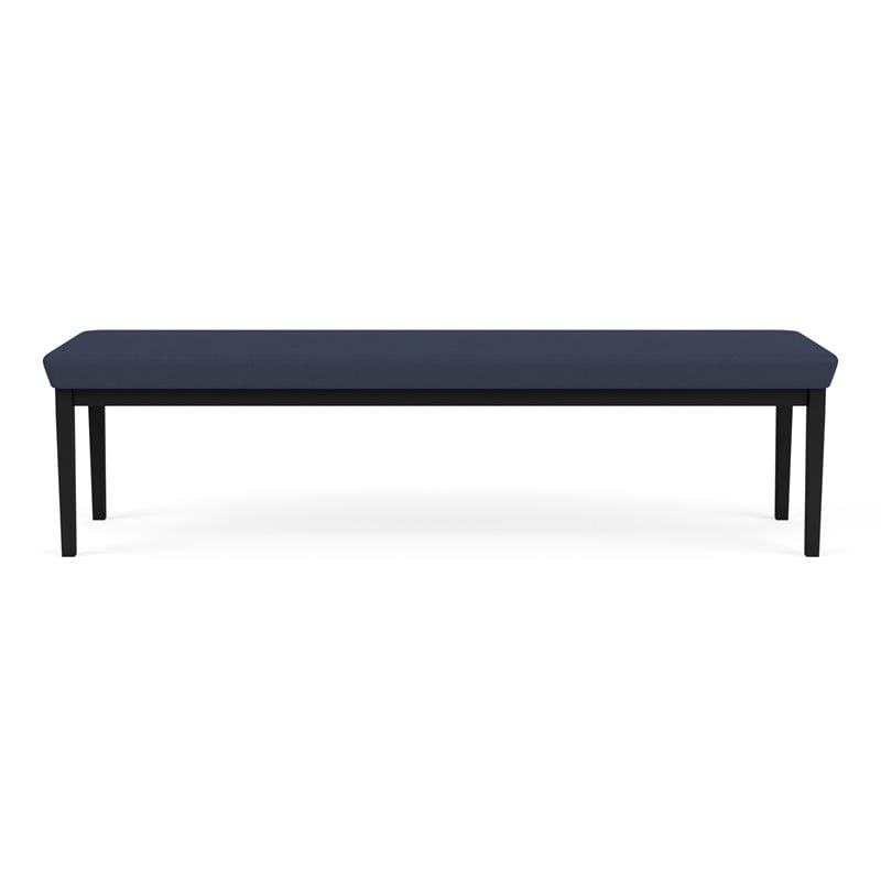 Lenox Steel Reception Waiting Room Healthcare 3-Seat Bench / Black Steel / Blue