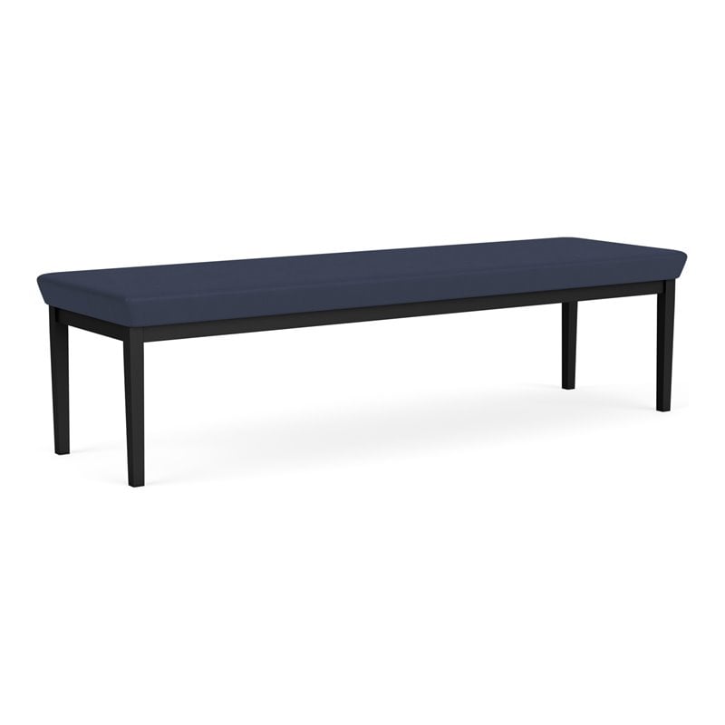 Lenox Steel Reception Waiting Room Healthcare 3-Seat Bench / Black Steel / Blue