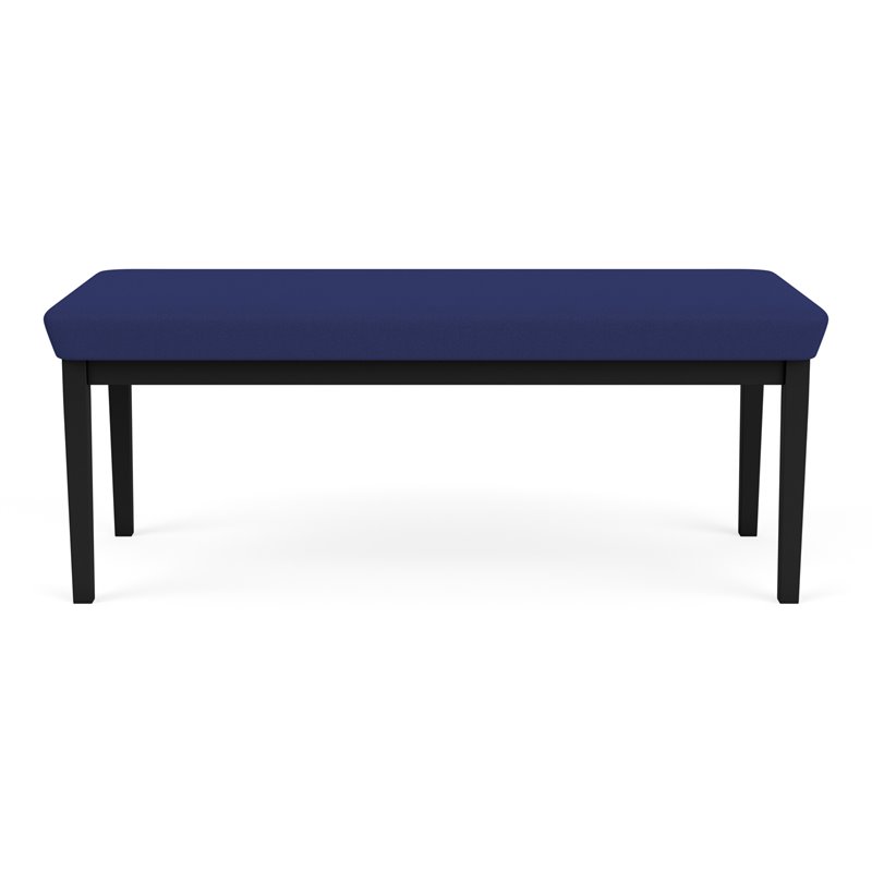 Lenox Steel Reception Waiting Room Healthcare 2-Seat Bench / Black Steel / Blue