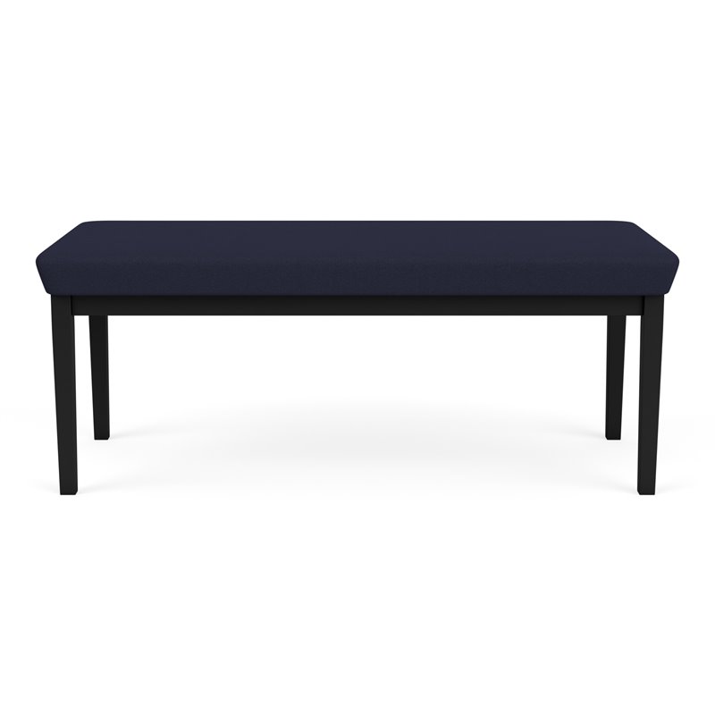 Lenox Steel Reception Waiting Room 2-Seat Bench / Black Steel / Navy Blue