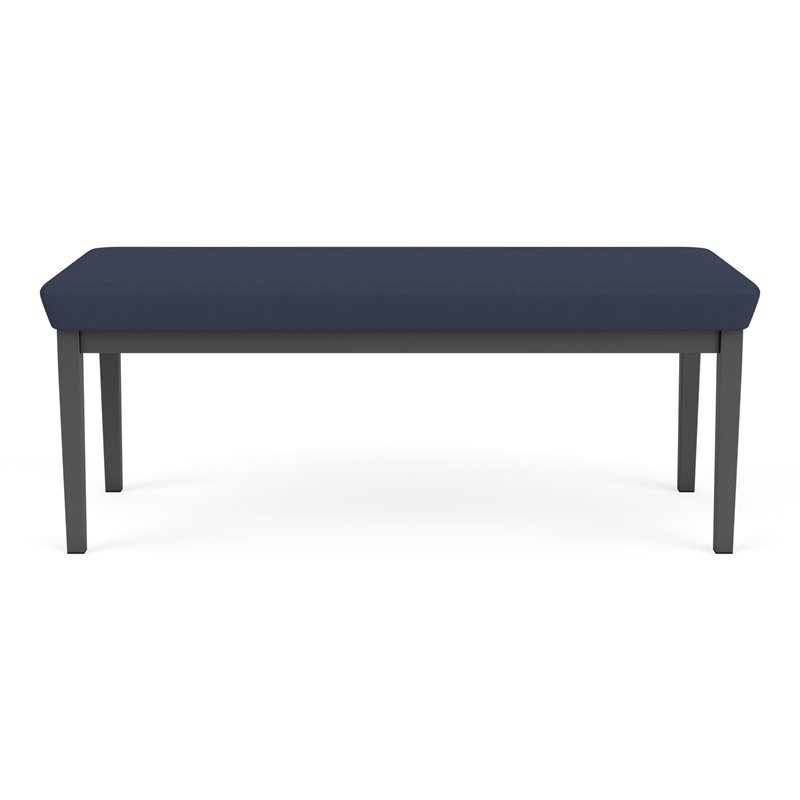 Lenox Steel Reception Waiting Room 2-Seat Bench / Charcoal Steel / Blue
