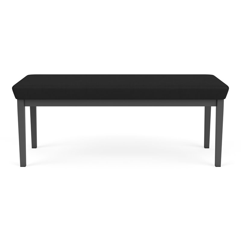 Lenox Steel Reception Waiting Room 2-Seat Bench / Charcoal Steel / Black
