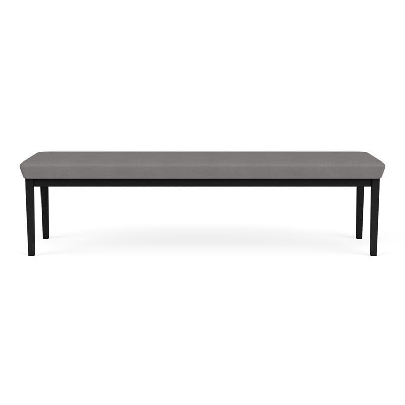 Lenox Steel Reception Waiting Room 3-Seat Bench / Black Steel / Light Gray