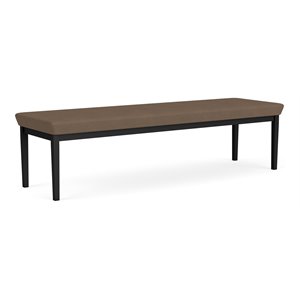 Lenox Steel Reception Waiting Room Healthcare 3-Seat Bench / Black Steel / Brown