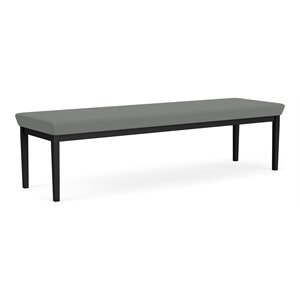 Lenox Steel Reception Waiting Room 3-Seat Bench / Black Steel / Light Gray