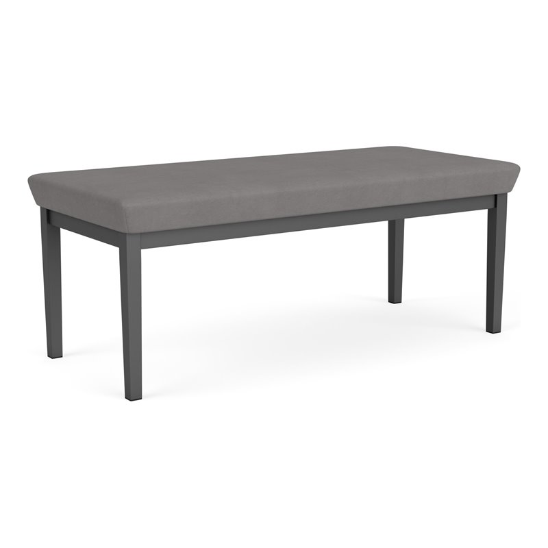 Lenox Steel Reception Waiting 2-Seat Bench / Charcoal Steel / Light Gray