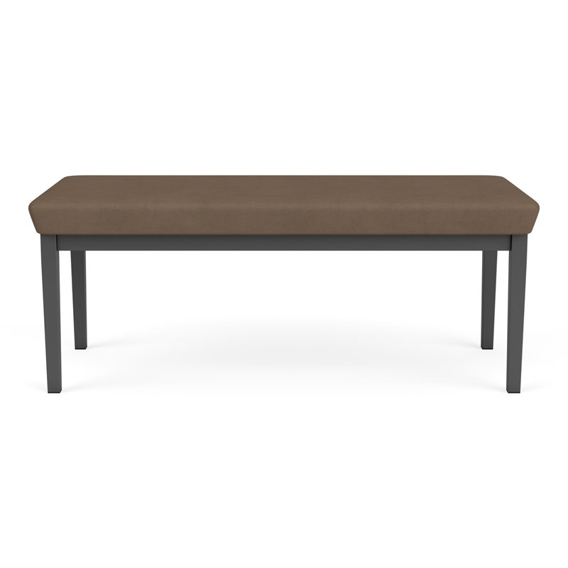 Lenox Steel Reception Waiting Room 2-Seat Bench / Charcoal Steel / Brown