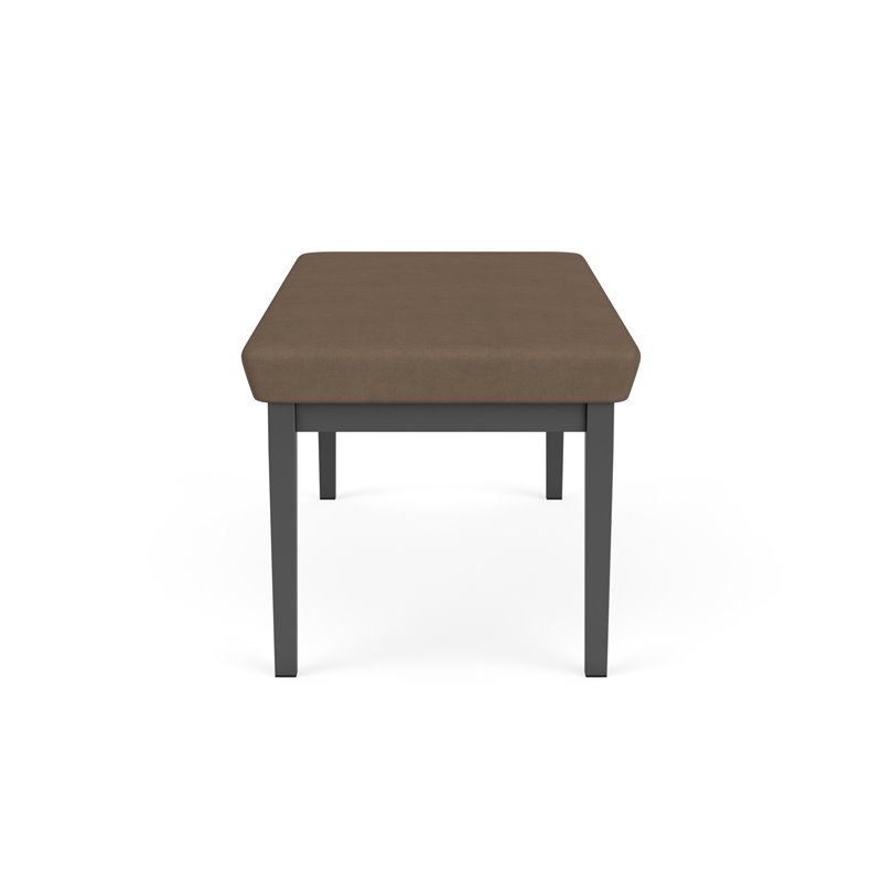 Lenox Steel Reception Waiting Room 2-Seat Bench / Charcoal Steel / Brown