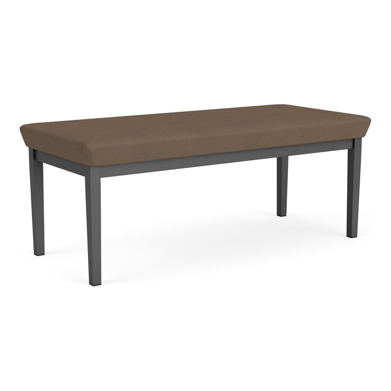 Lenox Steel Reception Waiting Room 2-Seat Bench / Charcoal Steel / Brown