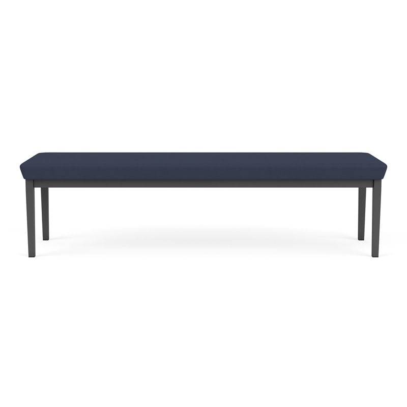 Lenox Steel Reception Waiting Room 3-Seat Bench / Charcoal Steel / Blue
