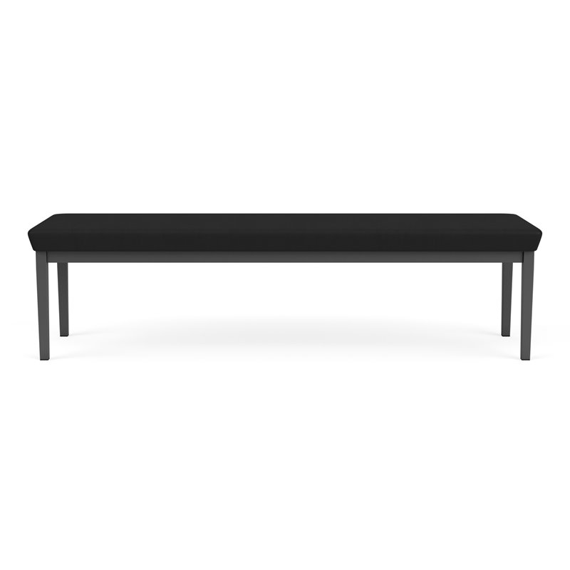 Lenox Steel Reception Waiting Room 3-Seat Bench / Charcoal Steel / Black