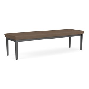 Lenox Steel Reception Waiting Room 3-Seat Bench / Charcoal Steel / Brown