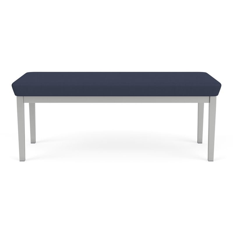 Lenox Steel Reception Waiting Room Healthcare 2-Seat Bench / Silver Steel / Blue