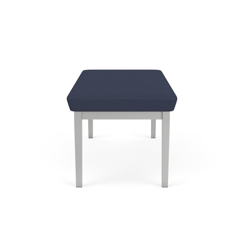 Lenox Steel Reception Waiting Room Healthcare 2-Seat Bench / Silver Steel / Blue
