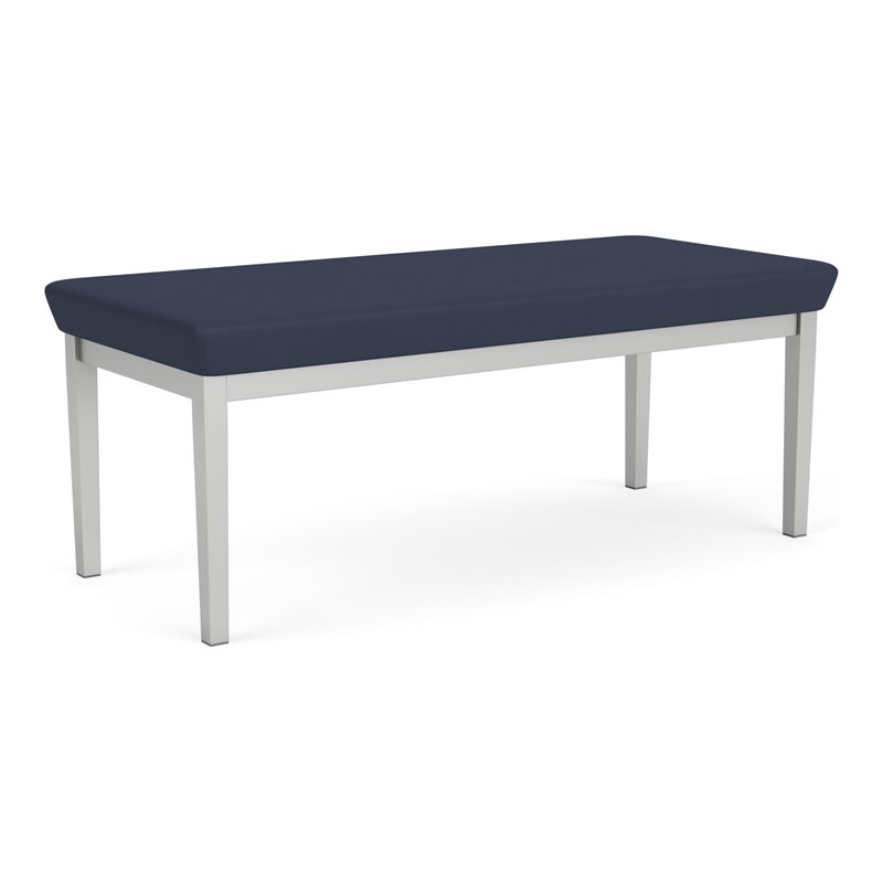 Lenox Steel Reception Waiting Room Healthcare 2-Seat Bench / Silver Steel / Blue