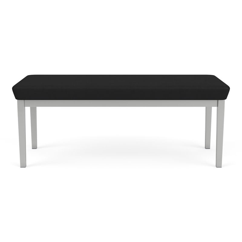Lenox Steel Reception Waiting Room 2-Seat Bench / Silver Steel / Black
