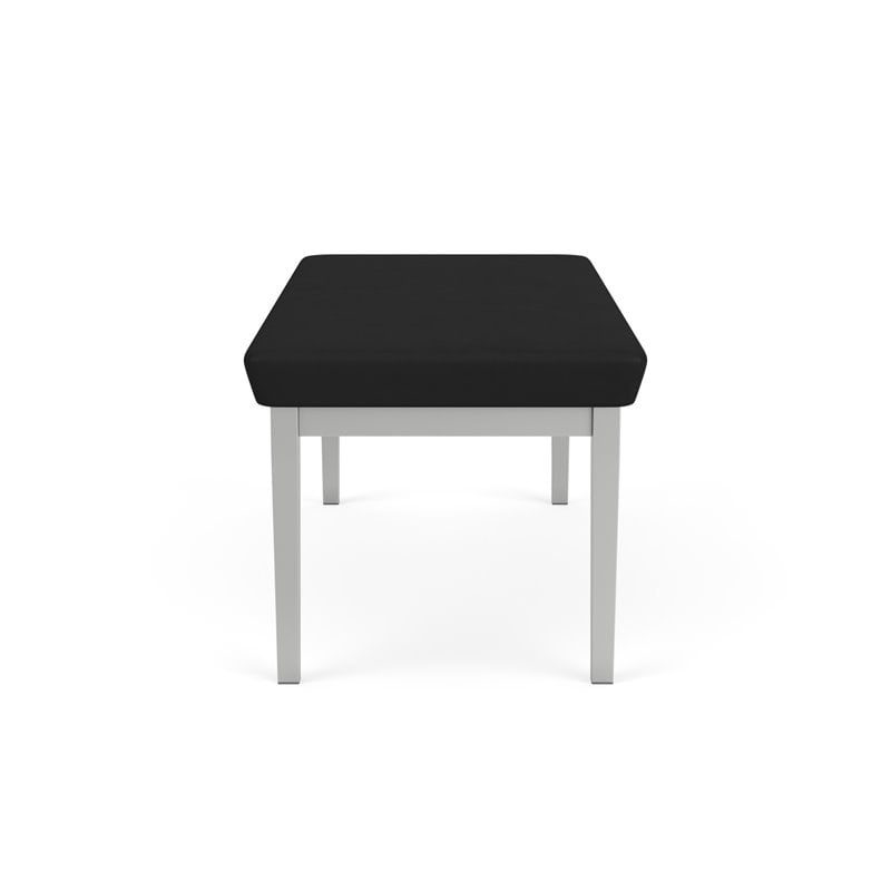 Lenox Steel Reception Waiting Room 2-Seat Bench / Silver Steel / Black