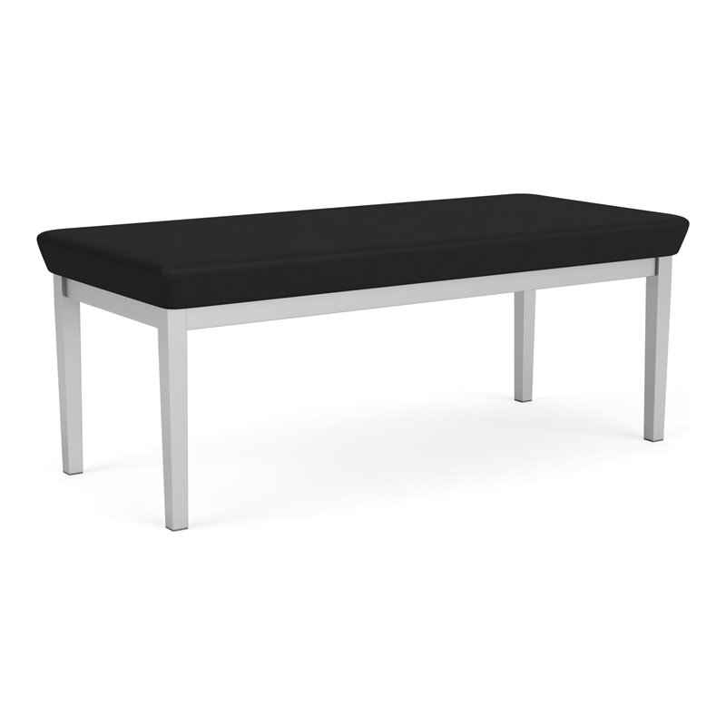 Lenox Steel Reception Waiting Room 2-Seat Bench / Silver Steel / Black