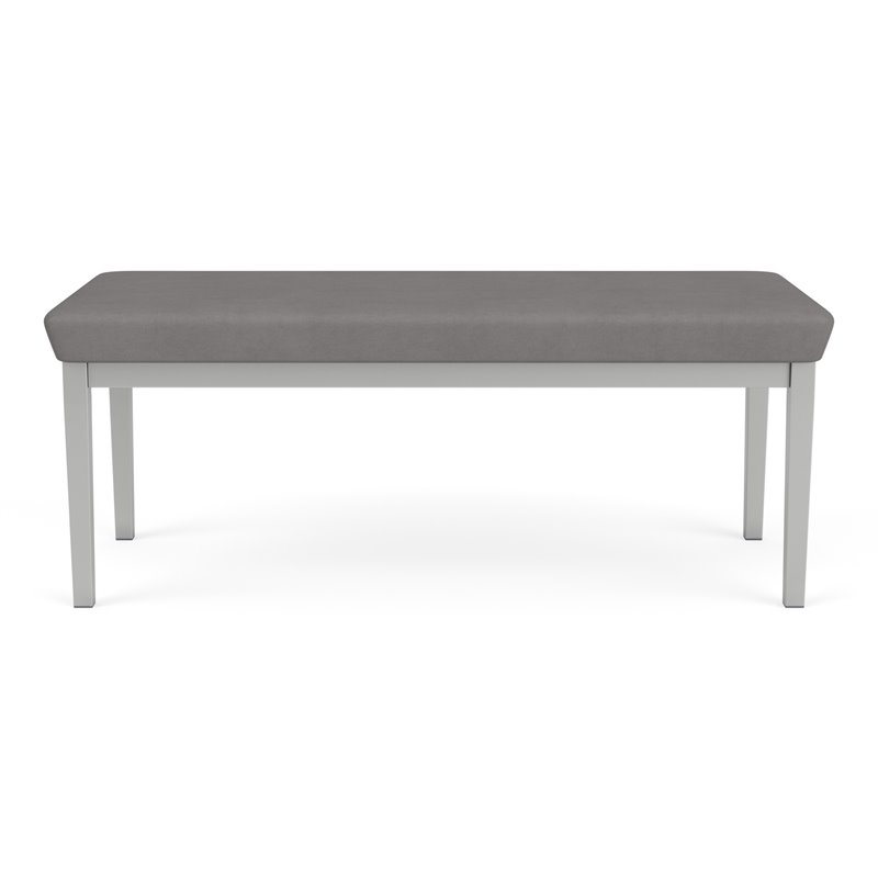 Lenox Steel Reception Waiting 2-Seat Bench / Silver Steel / Light Gray