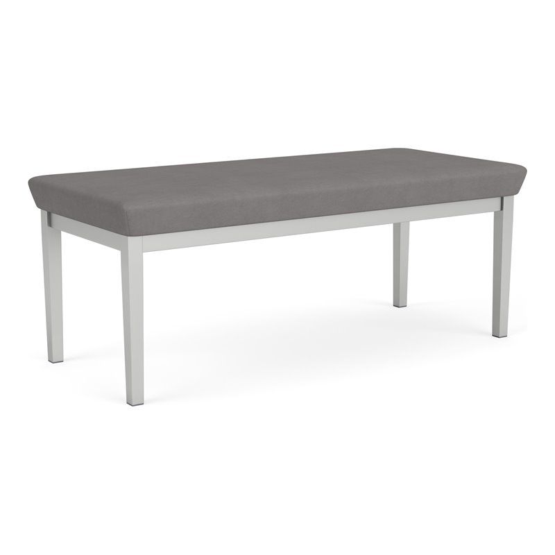 Lenox Steel Reception Waiting 2-Seat Bench / Silver Steel / Light Gray