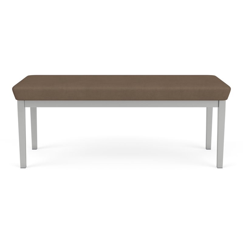Lenox Steel Reception Waiting Room 2-Seat Bench / Silver Steel / Brown