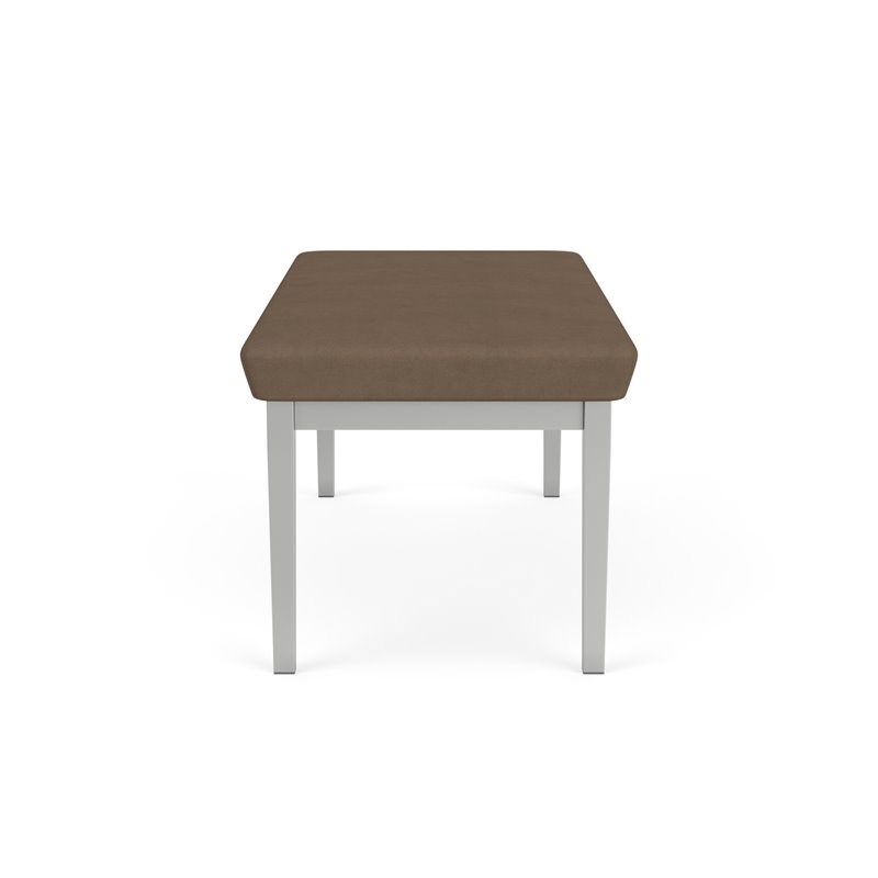 Lenox Steel Reception Waiting Room 2-Seat Bench / Silver Steel / Brown
