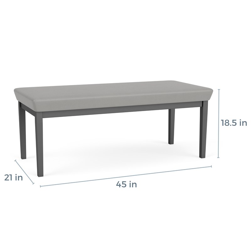 Lenox Steel Reception Waiting Room 2-Seat Bench / Silver Steel / Brown
