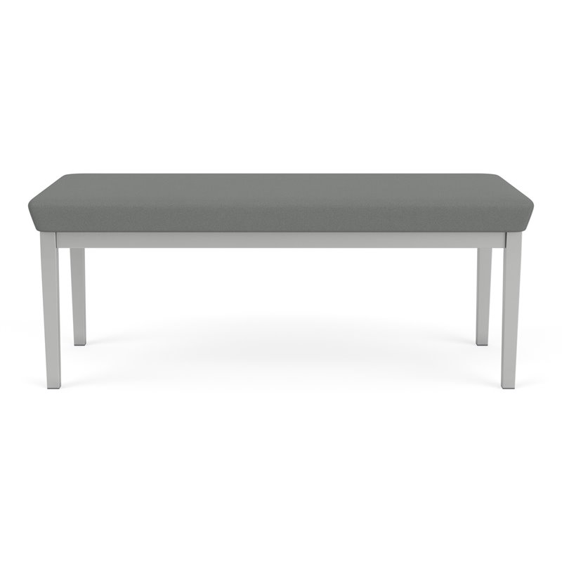 Lenox Steel Reception Waiting 2-Seat Bench / Silver Steel / Light Gray