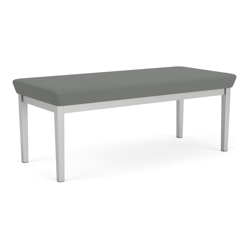 Lenox Steel Reception Waiting 2-Seat Bench / Silver Steel / Light Gray