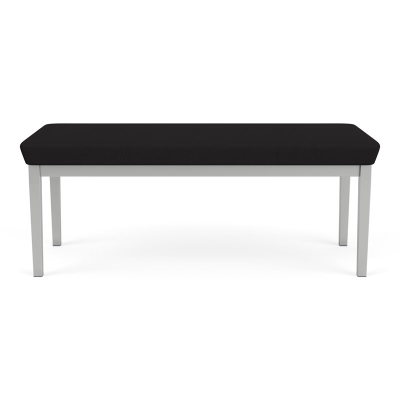 Lenox Steel Reception Waiting Room 2-Seat Bench / Silver Steel / Black