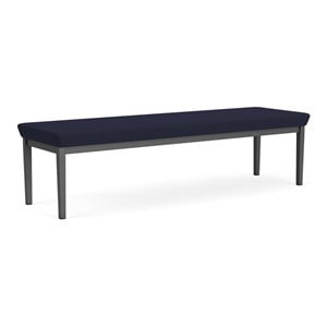 Lenox Steel Reception Waiting 3-Seat Bench / Charcoal Steel / Navy Blue