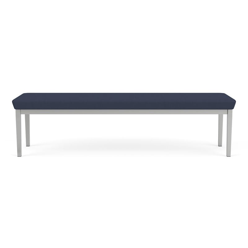 Lenox Steel Reception Waiting Room Healthcare 3-Seat Bench / Silver Steel / Blue