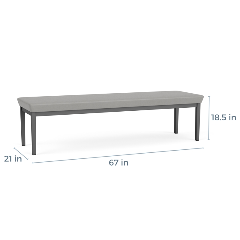 Lenox Steel Reception Waiting Room Healthcare 3-Seat Bench / Silver Steel / Blue