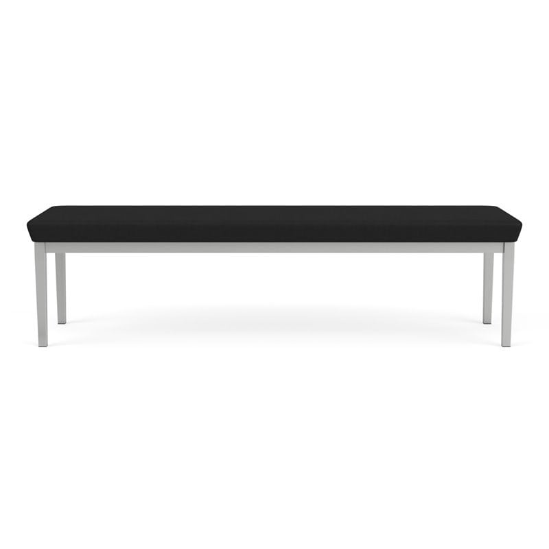 Lenox Steel Reception Waiting Room 3-Seat Bench / Silver Steel / Black